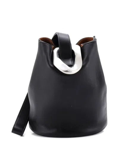 Pre-owned Bottega Veneta Drop Leather Bucket Bag In Black