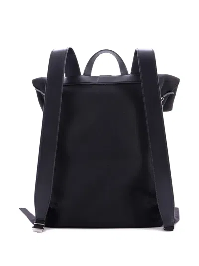 Pre-owned Gucci Web Fold Over Techno Canvas Medium Backpack In Black