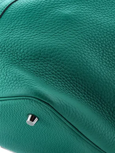 Pre-owned Hermes Picotin Lock Bag Clemence Mm Bucket Bag In Green