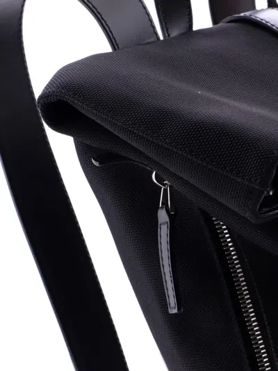 Pre-owned Gucci Web Fold Over Techno Canvas Medium Backpack In Black