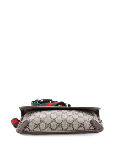 Pre-owned Gucci Neo Vintage Flap Gg Coated Canvas Belt Bag In Brown