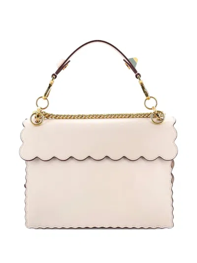 Pre-owned Fendi Kan I Bag Leather Medium Shoulder Bag In White