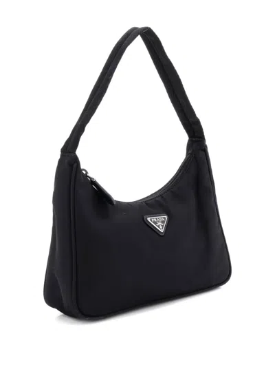 Pre-owned Prada Re-edition 2000 Tessuto Mini Hobo Bag In Black