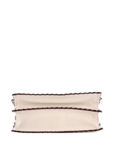 Pre-owned Fendi Kan I Bag Leather Medium Shoulder Bag In White