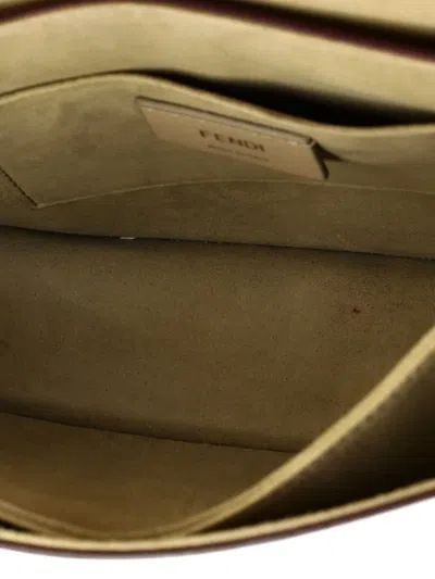 Pre-owned Fendi Kan I Bag Leather Medium Shoulder Bag In White