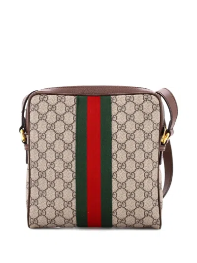 Pre-owned Gucci Ophidia Messenger Bag Gg Coated Canvas Small Crossbody Bag In Brown