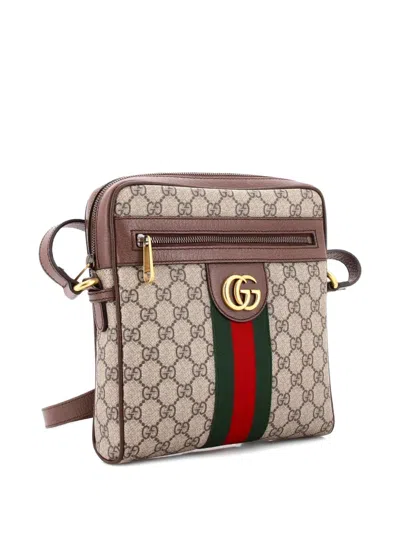 Pre-owned Gucci Ophidia Messenger Bag Gg Coated Canvas Small Crossbody Bag In Brown