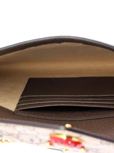 Pre-owned Gucci Strawberry Wallet On Chain Printed Gg Coated Canvas Mini Crossbody Bag In Brown