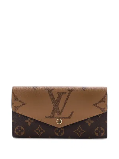 Pre-owned Louis Vuitton Sarah Wallet Nm Reverse Monogram Giant And Monogram Canvas Small Wallets In Brown