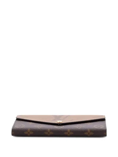 Pre-owned Louis Vuitton Sarah Wallet Nm Reverse Monogram Giant And Monogram Canvas Small Wallets In Brown
