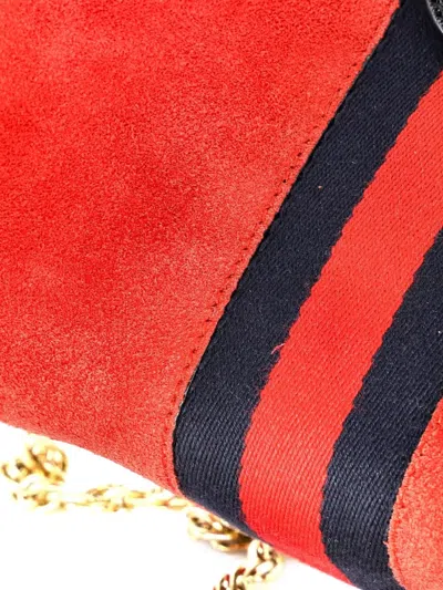 Pre-owned Gucci Ophidia Chain Suede Small Shoulder Bag In Red