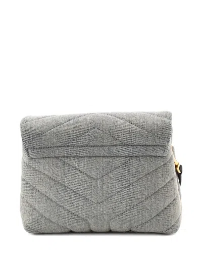 Pre-owned Saint Laurent Loulou Matelasse Chevron Denim Toy Shoulder Bag In Blue