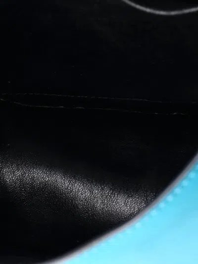 Pre-owned Prada Cahier Rounded Leather And Straw Small Crossbody Bag In Blue