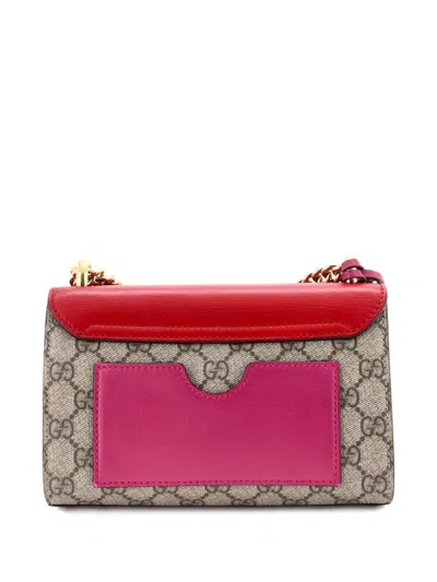 Pre-owned Gucci Padlock Shoulder Bag Gg Coated Canvas And Leather Small Crossbody Bag In Brown