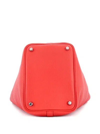 Pre-owned Hermes Picotin Lock Bag Clemence Pm Bucket Bag In Red