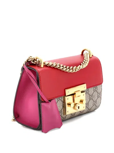 Pre-owned Gucci Padlock Shoulder Bag Gg Coated Canvas And Leather Small Crossbody Bag In Brown