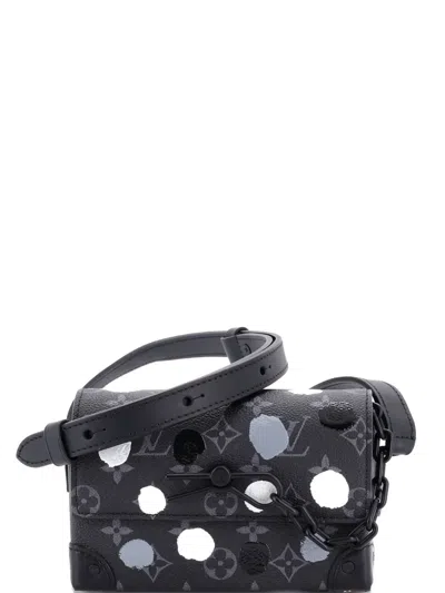 Pre-owned Louis Vuitton Steamer Wearable Wallet Yayoi Kusama Painted Dots Monogram Eclipse Canvas Crossbody Bag In Black
