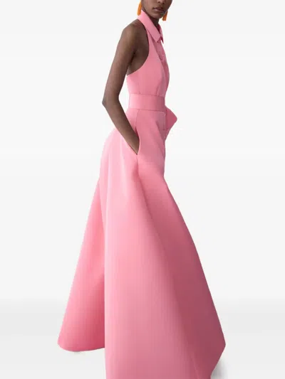 Carolina Herrera Halterneck Sash Gown In Pink