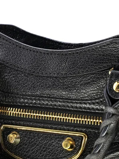 Pre-owned Balenciaga City Classic Metallic Edge Bag Leather Mini Satchel In Black