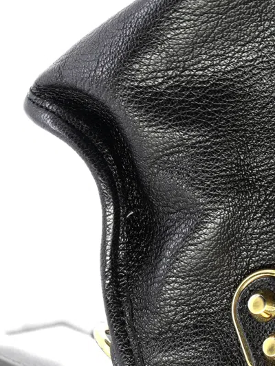 Pre-owned Balenciaga City Classic Metallic Edge Bag Leather Mini Satchel In Black