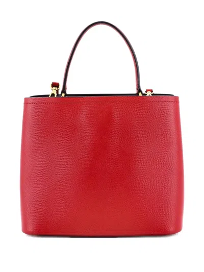 Pre-owned Prada Panier Saffiano Leather Large Bucket Bag In Red