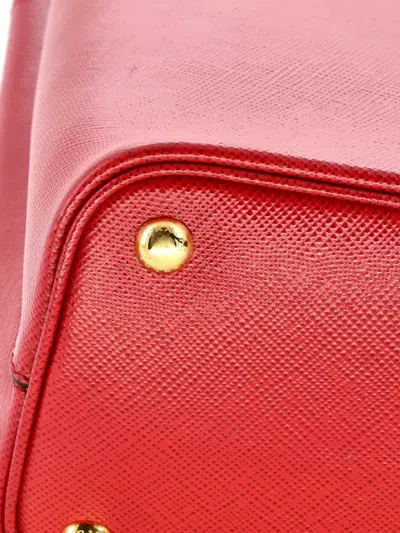 Pre-owned Prada Panier Saffiano Leather Large Bucket Bag In Red