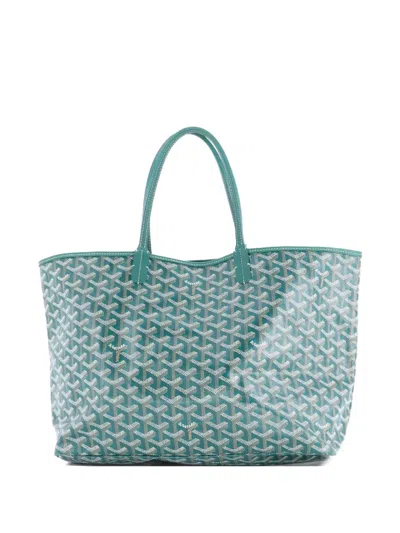 Pre-owned Goyard Saint Louis Coated Canvas Pm Tote Bag In Green