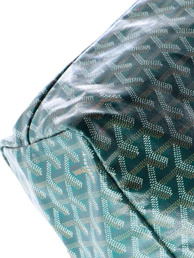 Pre-owned Goyard Saint Louis Coated Canvas Pm Tote Bag In Green