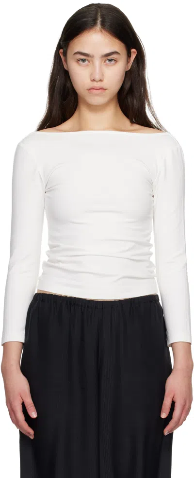 St Agni White Soft Jersey Ballerina Long Sleeve T-shirt In White