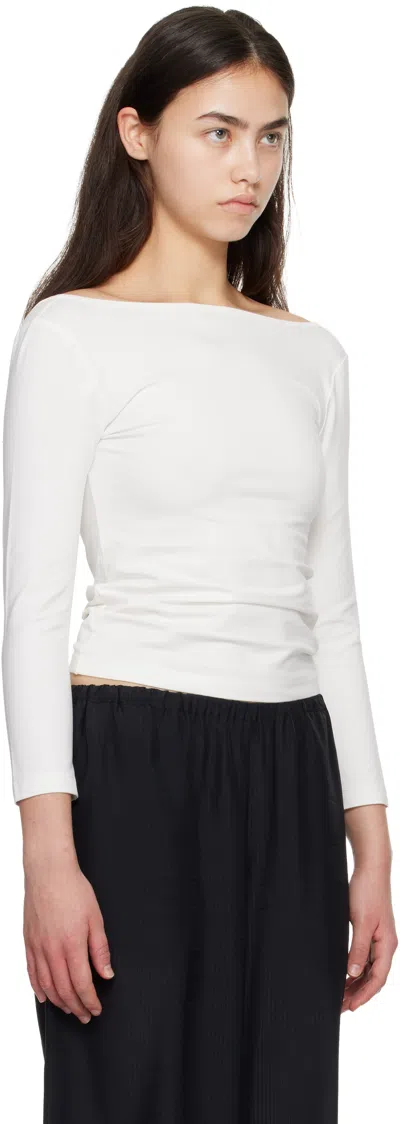 St Agni White Soft Jersey Ballerina Long Sleeve T-shirt In White