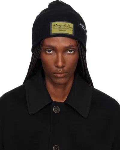 Mm6 Maison Margiela Black Access Labels Story Beanie In Black