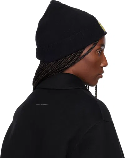 Mm6 Maison Margiela Black Access Labels Story Beanie In Black