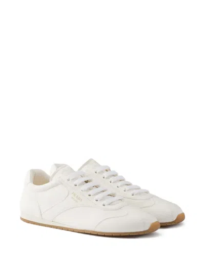 Prada Leather Lace-up Sneakers In White