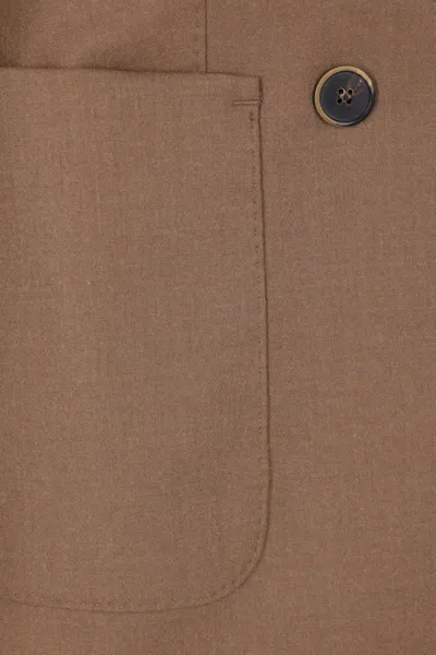 Max Mara Cashmere Double-breasted Jacket Featuring Pockets In Brown