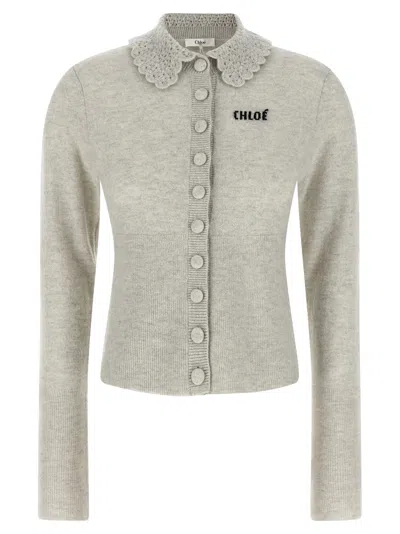 Chloé Collar Cardigan Sweaters And Cardigans Gray In Gray