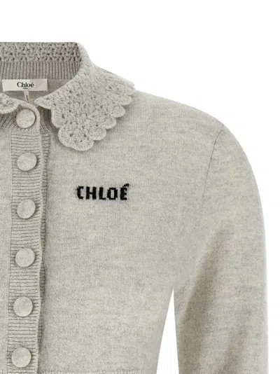 Chloé Collar Cardigan Sweaters And Cardigans Gray In Gray