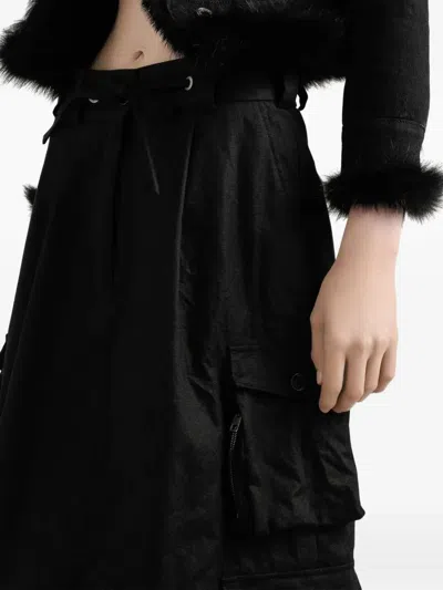 Dolce & Gabbana Mini Skirt Faux Fur Trim Pockets In Black