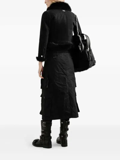 Dolce & Gabbana Mini Skirt Faux Fur Trim Pockets In Black