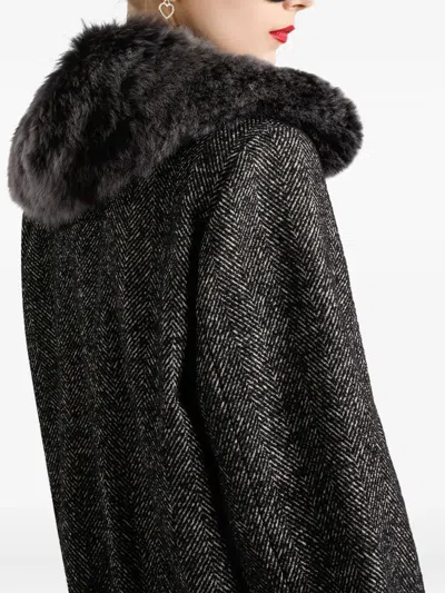 Dolce & Gabbana Herringbone Bomber Jacket Virgin Wool Blend In Black