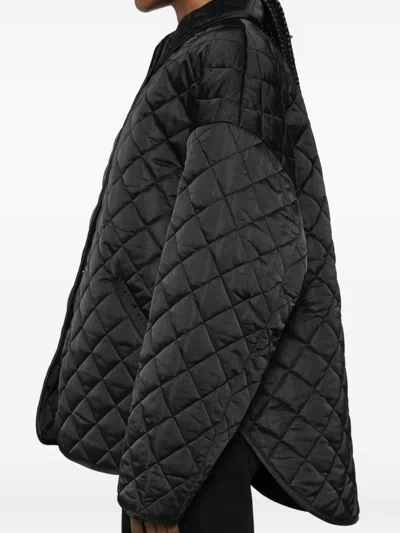 Totême Quilted Jacket Collared Neck Long Sleeves In Black