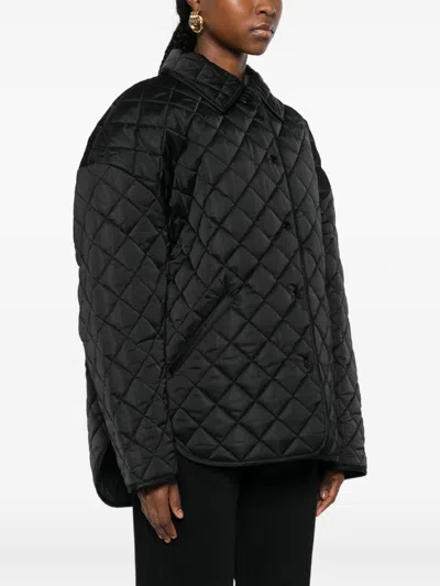 Totême Quilted Jacket Collared Neck Long Sleeves In Black
