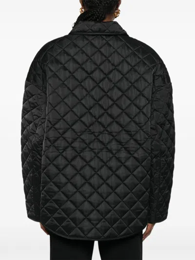 Totême Quilted Jacket Collared Neck Long Sleeves In Black