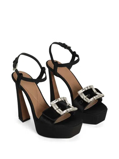 Dolce & Gabbana Platform Sandals High Heel Fabric Calfskin In Black