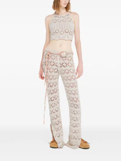 Alanui Lagoon Romance Cotton-blend Crochet Crop Top In White