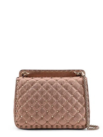 Valentino Laminated Leather Rockstud Spike Crossbody Bag In Pink