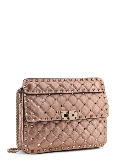 Valentino Laminated Leather Rockstud Spike Crossbody Bag In Pink