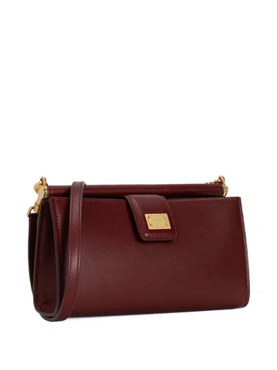 Dolce & Gabbana Leather Shoulder Bag In Burgundy