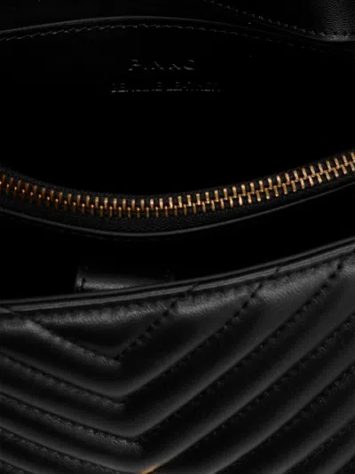 Pinko Classic Lady Love Bag Puff Chevron In Black-antique Gold