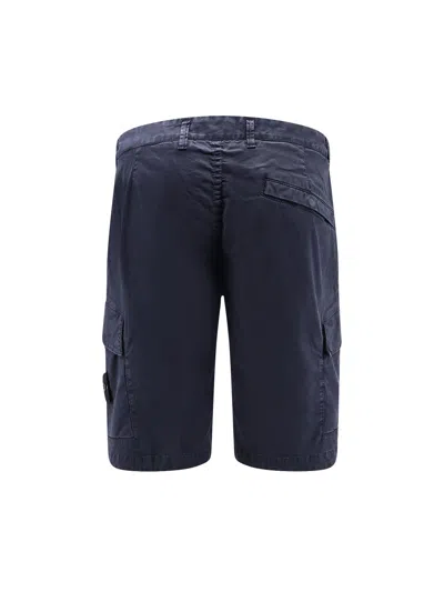 Stone Island Old Effect Cotton Cargo Bermuda Shorts Clothing In Blue