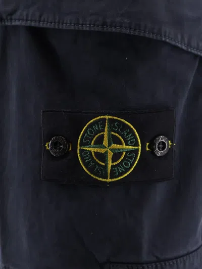Stone Island Old Effect Cotton Cargo Bermuda Shorts Clothing In Blue
